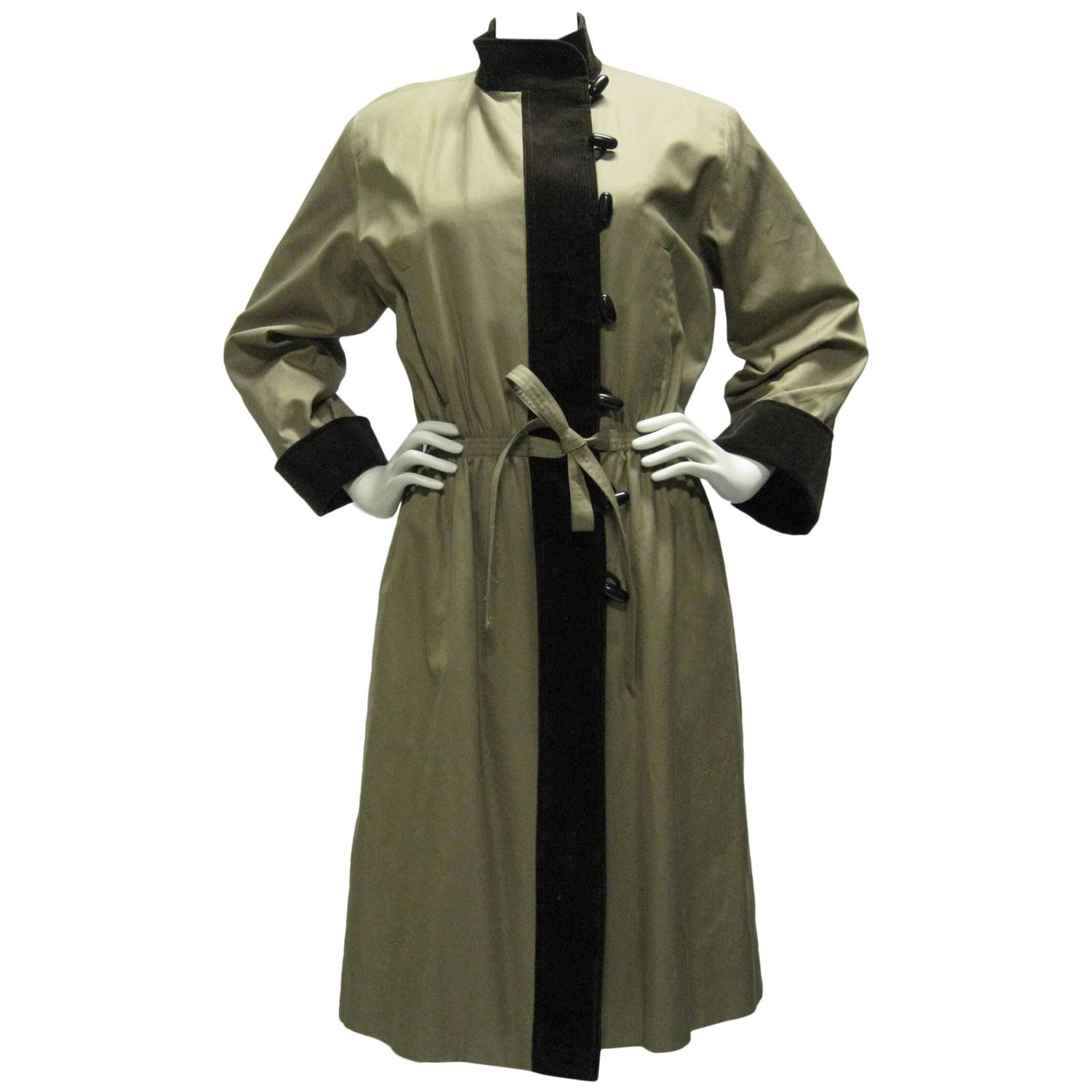 Yves Saint Laurent Cotton and Corduroy Trench Coat For Sale at 1stdibs