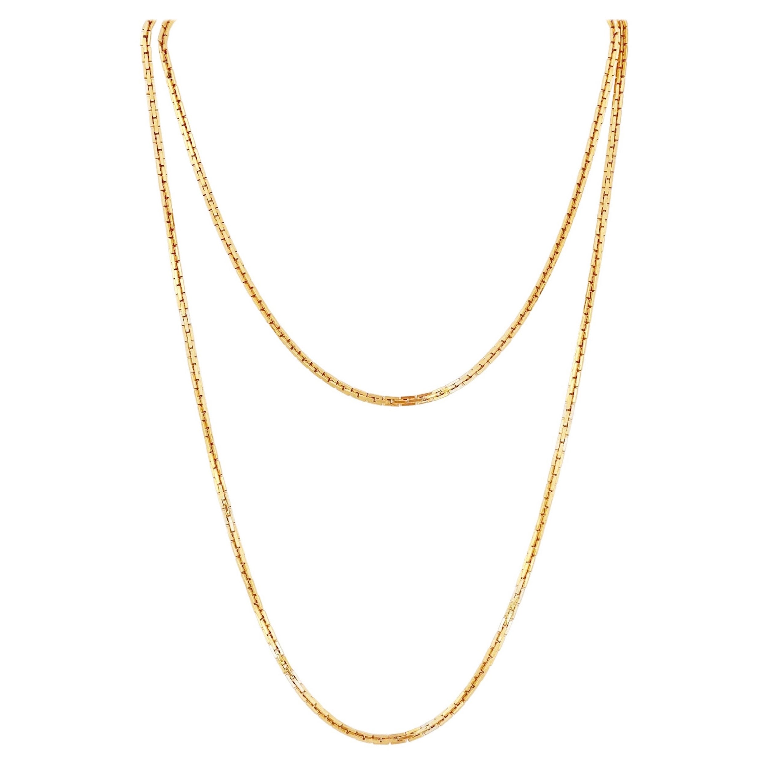 55" Gold Boxy Link Chain Layering Necklace By Monet, 1970s
