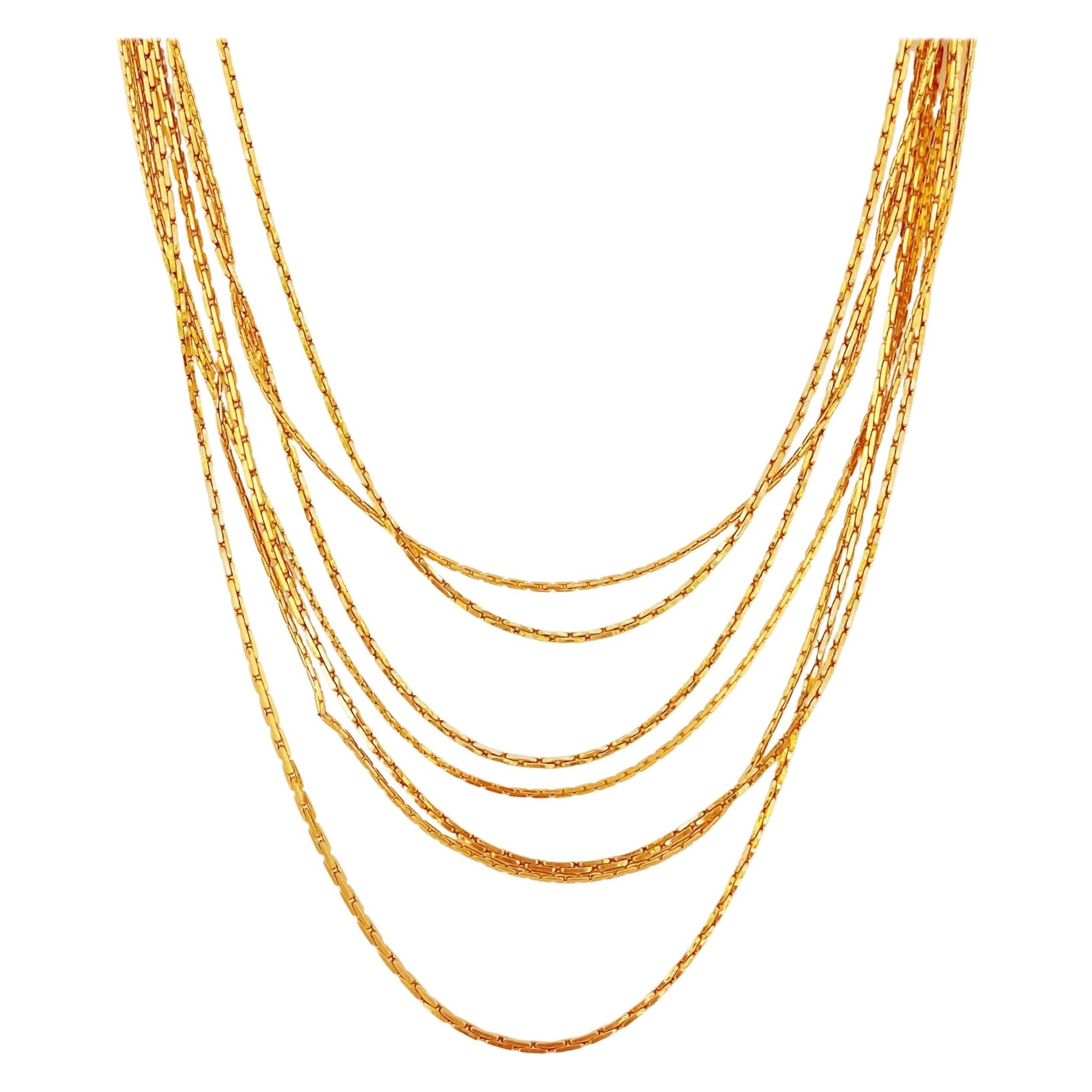 Gold Seven Strand Slinky Chain Necklace By Napier, 1970s