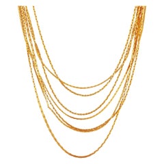 Vintage Gold Seven Strand Slinky Chain Necklace By Napier, 1970s