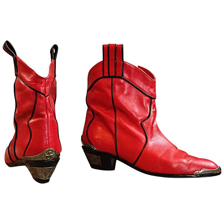 Incredible Vintage " Hippopotamus " Red Ankle " Lone Star " Cowboy Boots Sz. 8.5 at 1stDibs