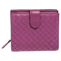 Bottega Veneta Purple Intrecciato Leather French Wallet