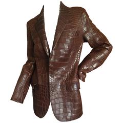 Ralph Lauren Purple Label Vintage Crocodile Embossed Leather Jacket