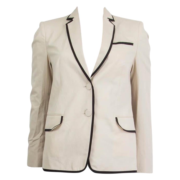 DRIES VAN NOTEN white cotton BLACK TRIM Blazer Jacket 34 XXS For Sale