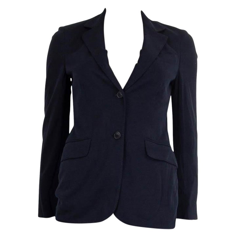 LORO PIANA midnight blue cotton blend CLASSIC Blazer Jacket 36 XXS For Sale