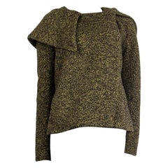 JIL SANDER schwarz & gelb Wolle TWEED OVERSIZED HOOD Jacke 36 S