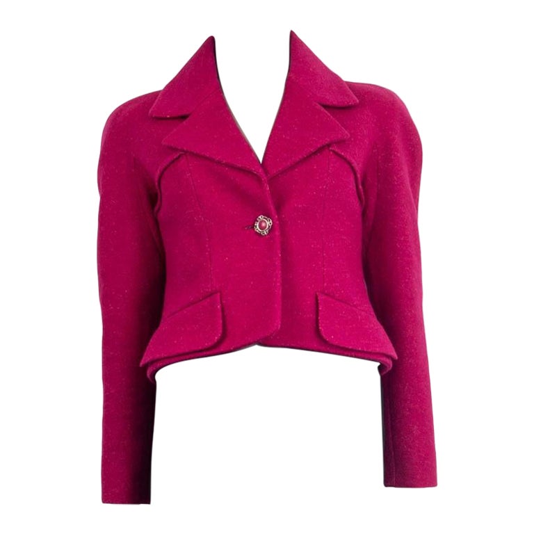 CHANEL raspberry pink wool 2018 CROPPE RAGLAN Jacket 36 XXS