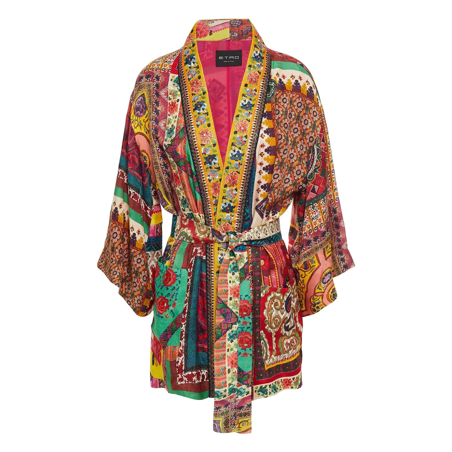 ETRO multicolor silk blend 2020 JACQUARD KIMONO Jacket 42 M For Sale at ...
