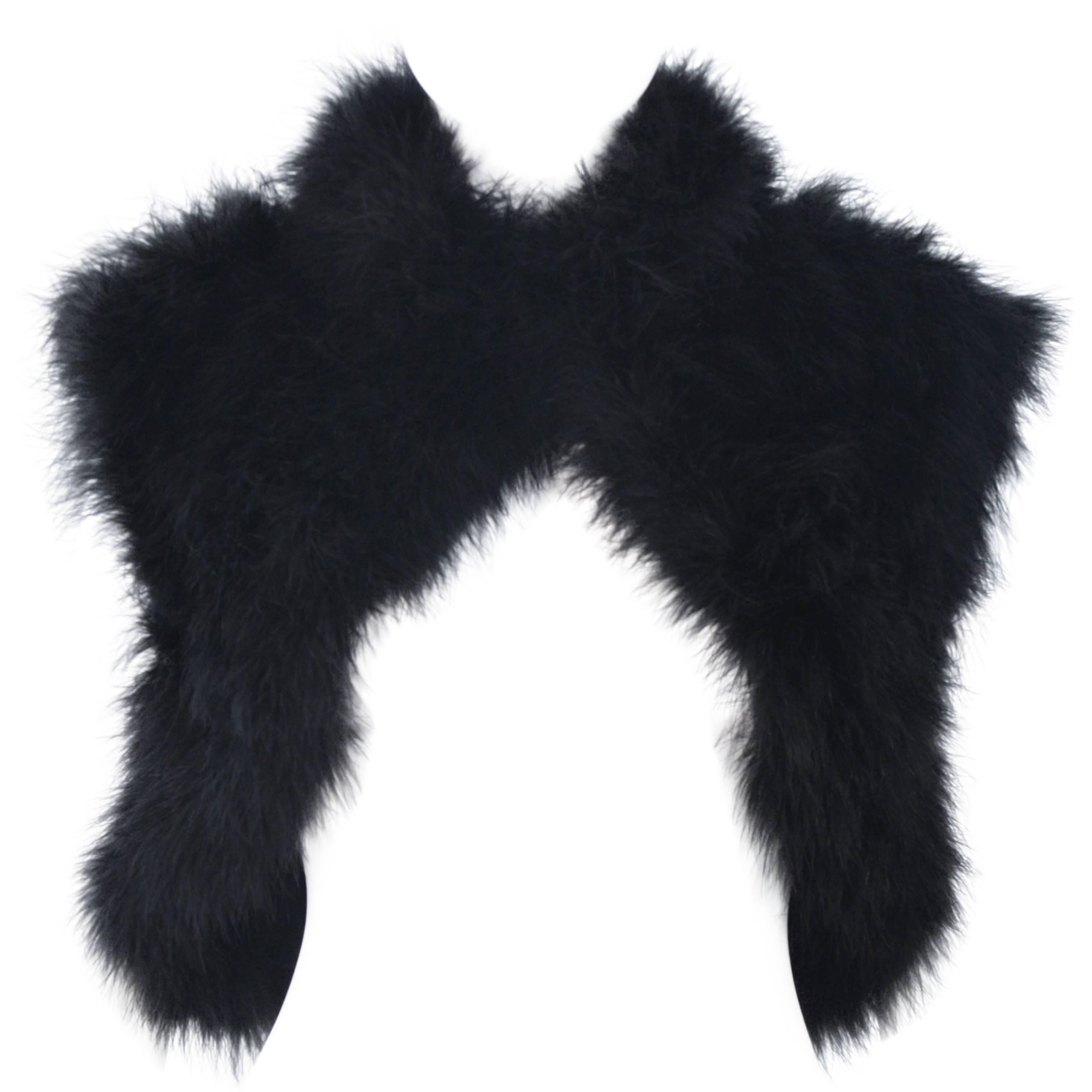 ELIZABETH MASON COUTURE Black Marabou & Silk Shrug For Sale