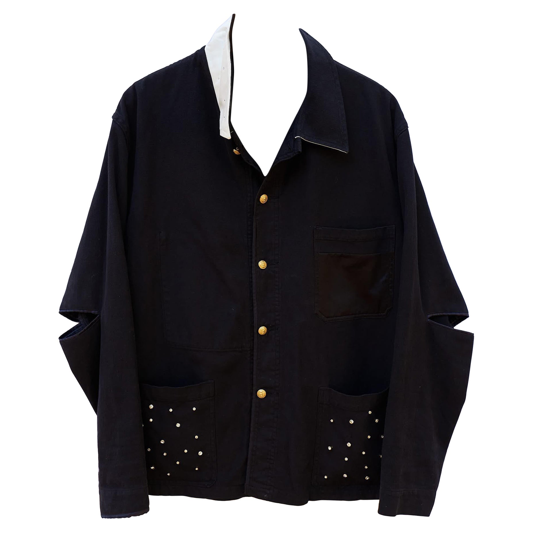 Jacket Crystal Distressed Soft French Work Black Embellished J Dauphin