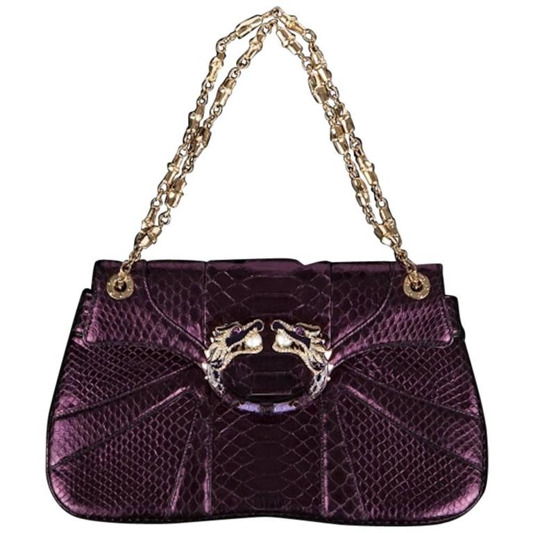 Gucci Tom Ford FW 2004 Dragon Pearl Jeweled Purple Python Snake Bag at ...