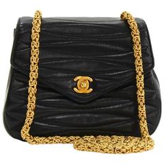 1990s Chanel Black Quilted Lambskin Vintage Single Flap Bag