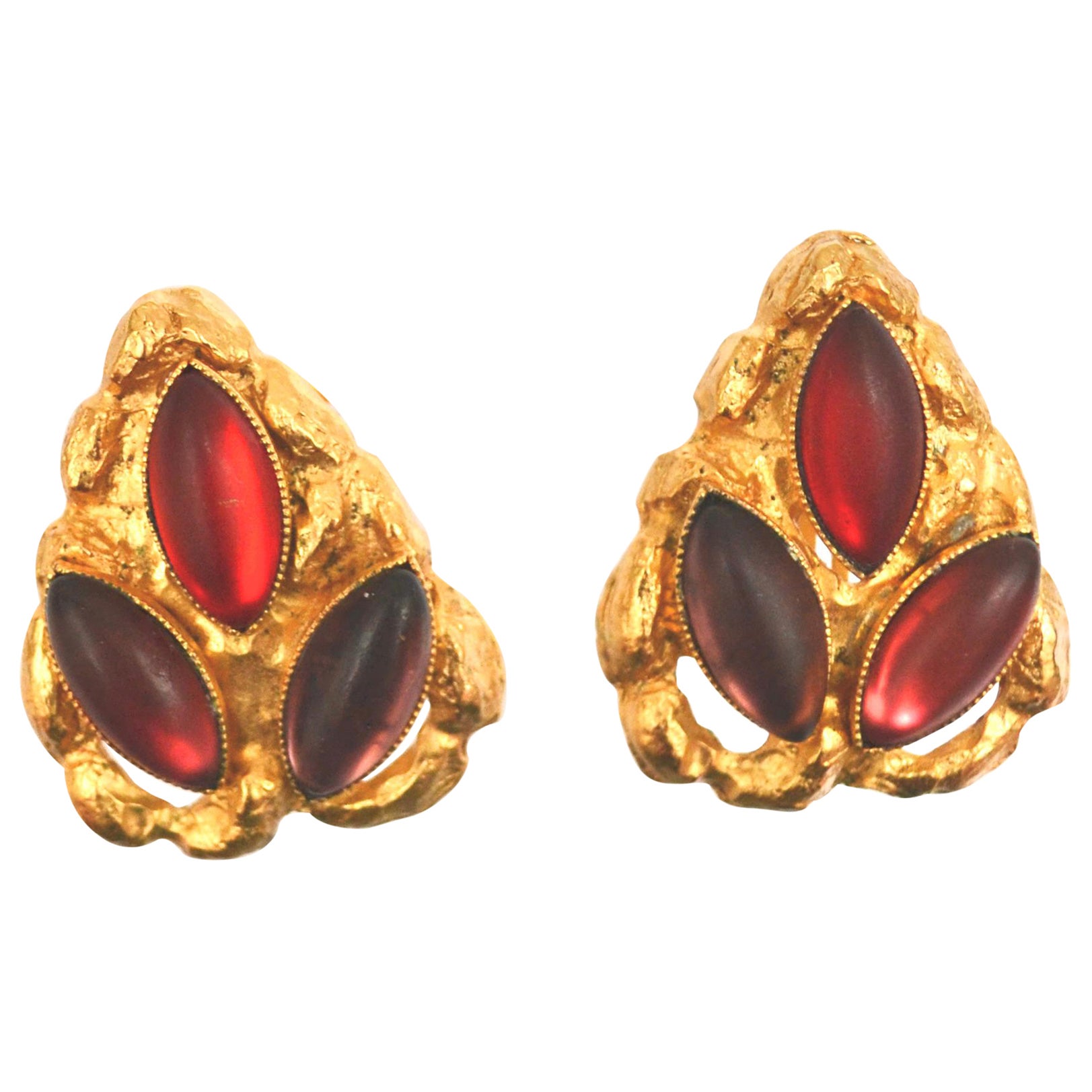 Carole St Germes Vintage Stone Clip Earrings For Sale
