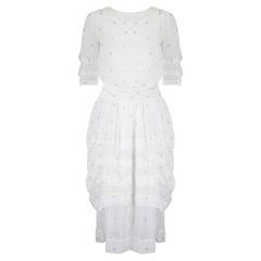 Antique Edwardian 1910s Whitework Embroidered Muslin Lawn Dress