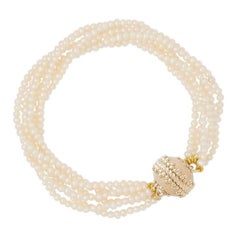 White Seed Pearl Multi Strand Bracelet