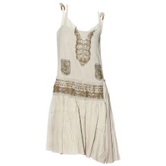 Prada Linen Beaded Dress SS2006