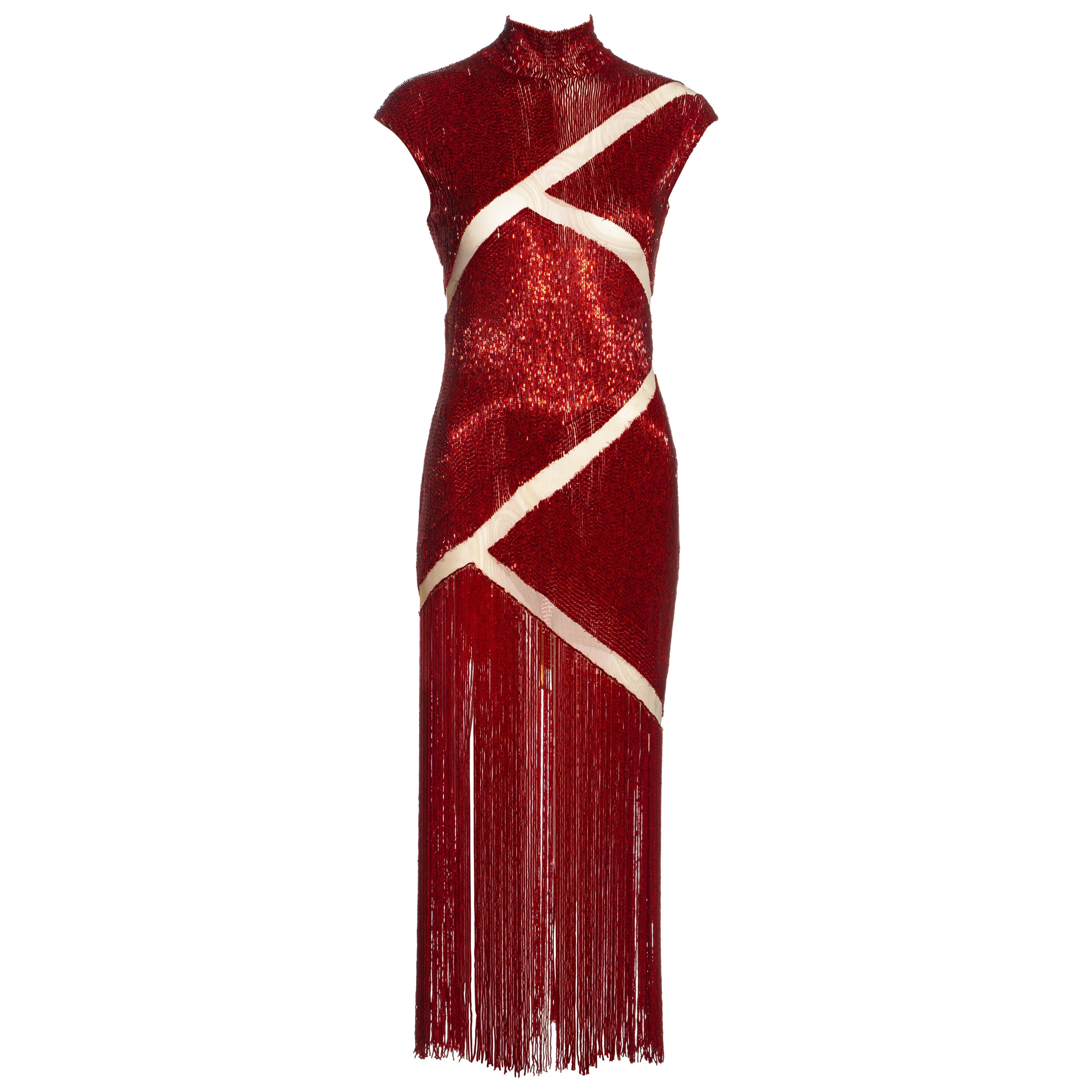 Alexander McQueen red beaded 'Joan' dress, fw 1998