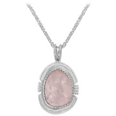 Cleopatra's Candy Pendant Necklace in Sterling Silver with Rose Quartz
