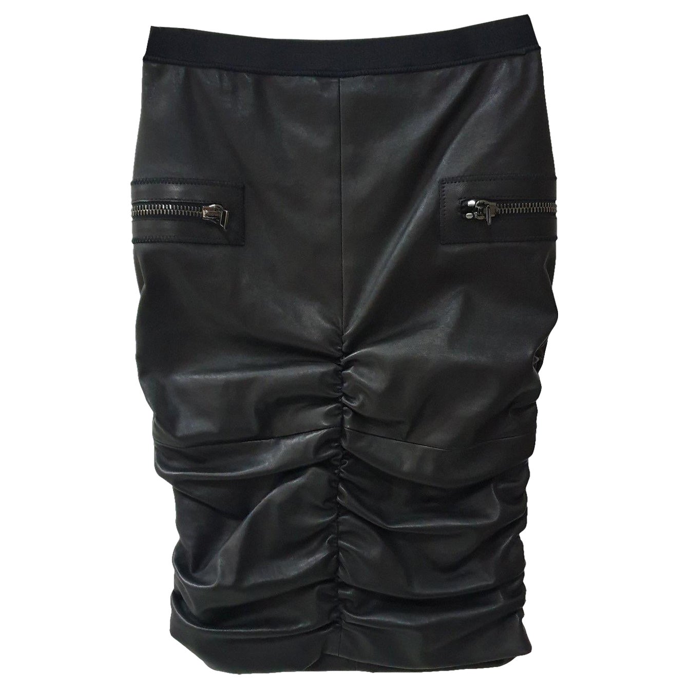 Tom Ford Draped Black Leather Skirt