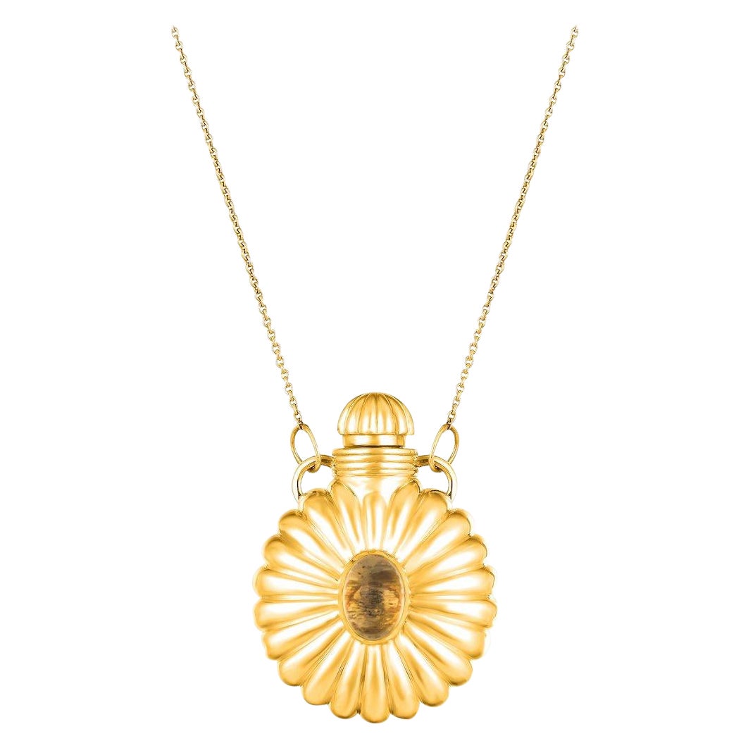 Taputi Bottle Pendant Necklace in 18k Gold Vermeil with Yellow Citrine For Sale