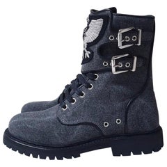 NWOB Balmain Gray Textile Combat Boots