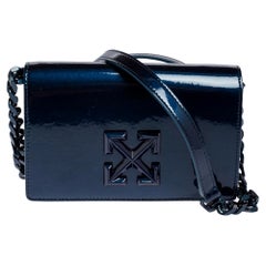 Off-White Blue Patent Leather Signature Cross Crossbody Bag