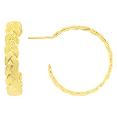 Wheat Sheaf Hoop Earrings in 18 Karat Gold Vermeil