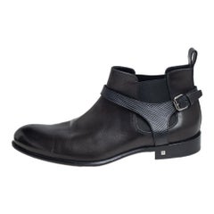 Schwarze Lederstiefeletten von Louis Vuitton mit Greenwich-Muster, Größe 42,5