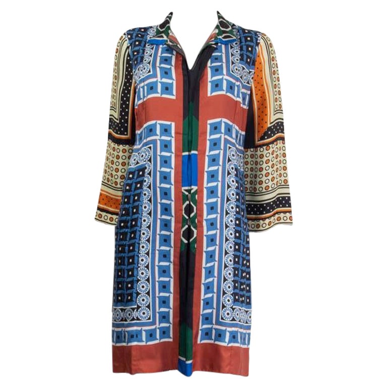 MARNI multicolor silk PRINTED 3/4 Sleeve Tunic Shift Dress 44 L