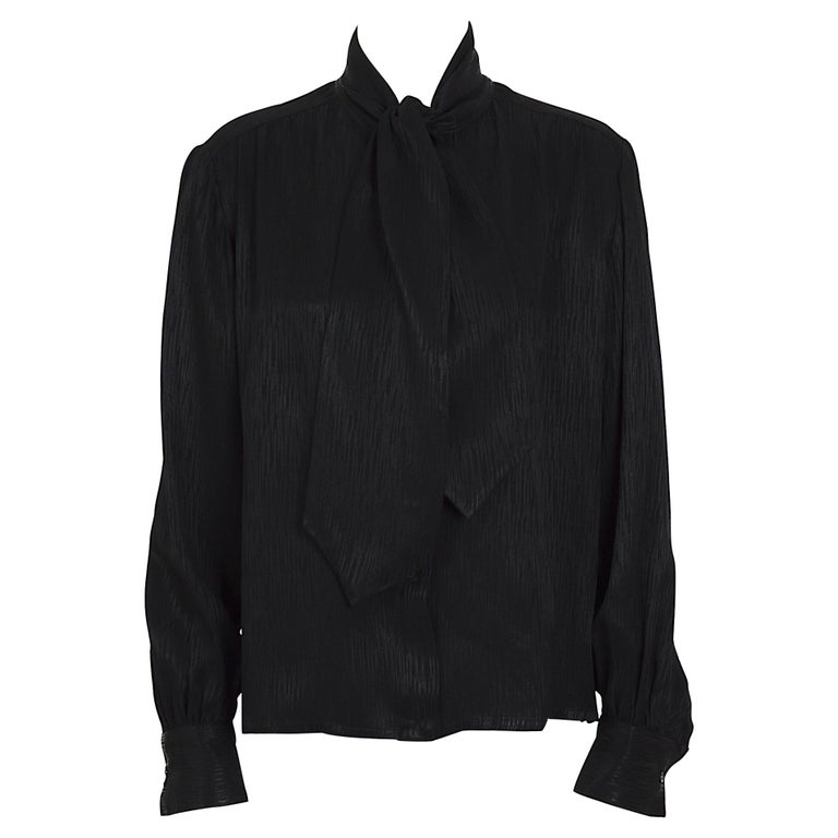 Yves Saint Laurent vintage 1970s jet-black silk classic scarf tie ...