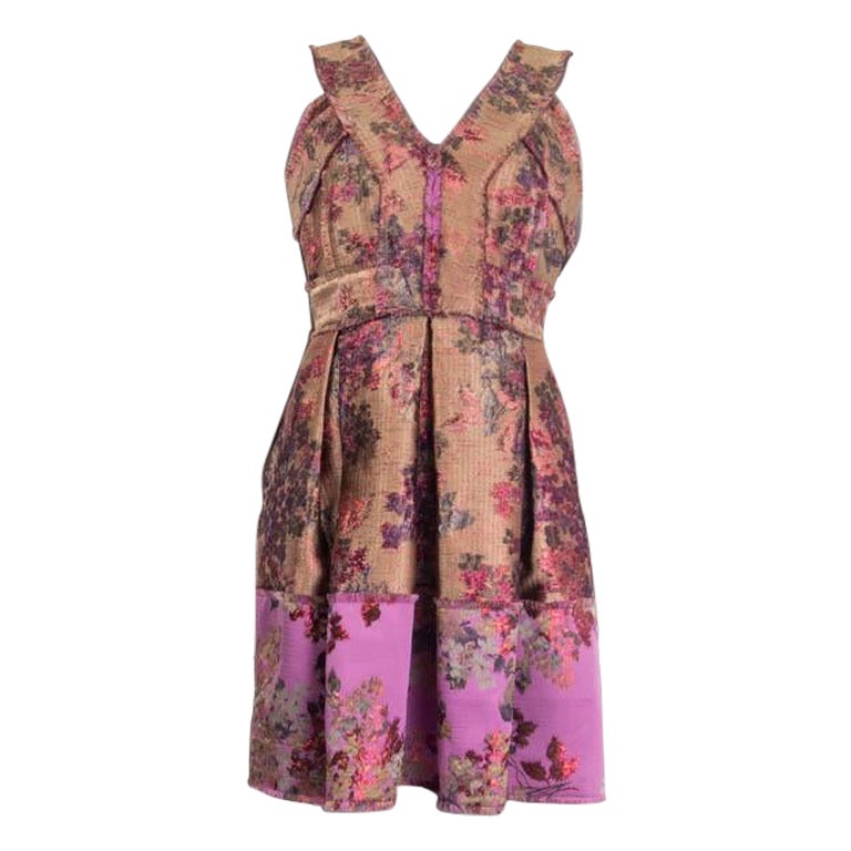 ERDEM lilac FABIENNE FRINGED JACQUARD Sleeveless Shift Dress S For Sale