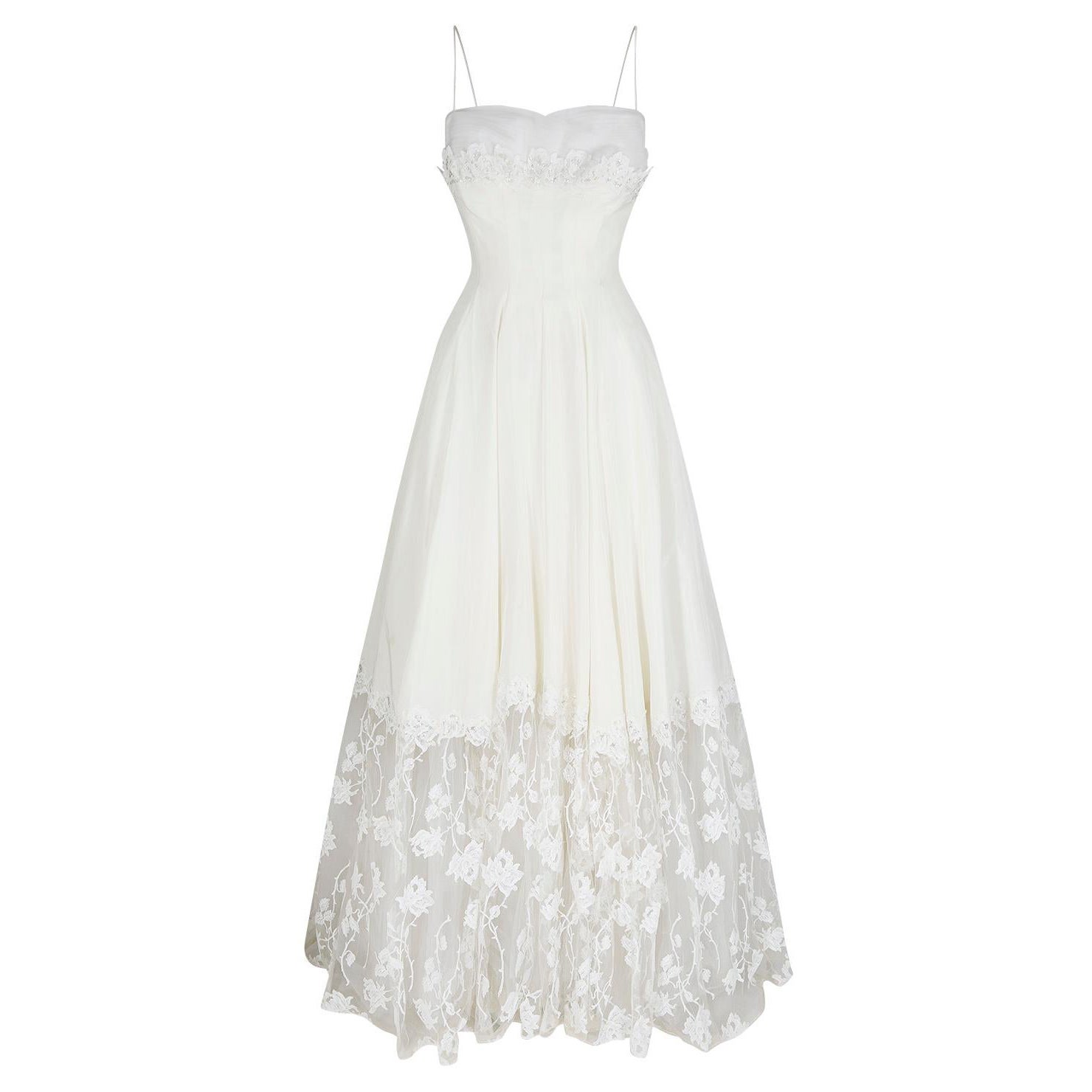 1950s Cahill of Beverly Hills Taffeta and Lace Wedding Dress