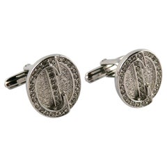 Christian Dior Vintage Art Deco Inspired Silver Toned Jewelled CD Cufflinks