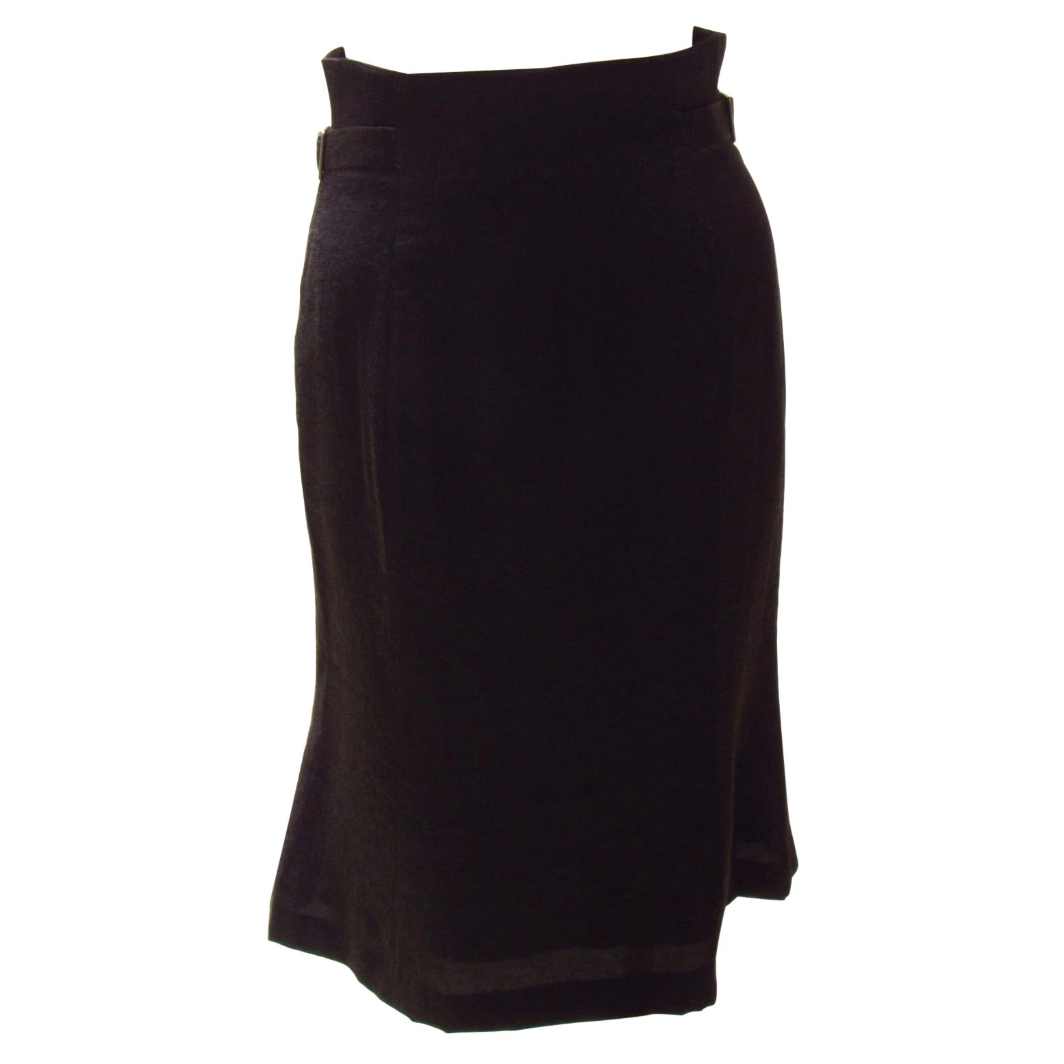 Matsuda Archive black rayon cinched high waisted skirt For Sale