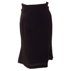 Vintage Matsuda Archive black rayon cinched high waisted skirt