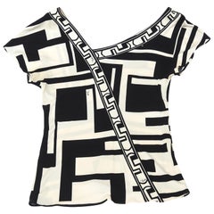 Pucci Geoemtric Black and Off White Silk Top Vintage