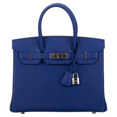 Hermes Electric Blue Epsom Birkin 30 Karat Tasche in Blau