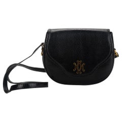 Hermes Vintage Black Lizard Shoulder Bag - Vintage Lux