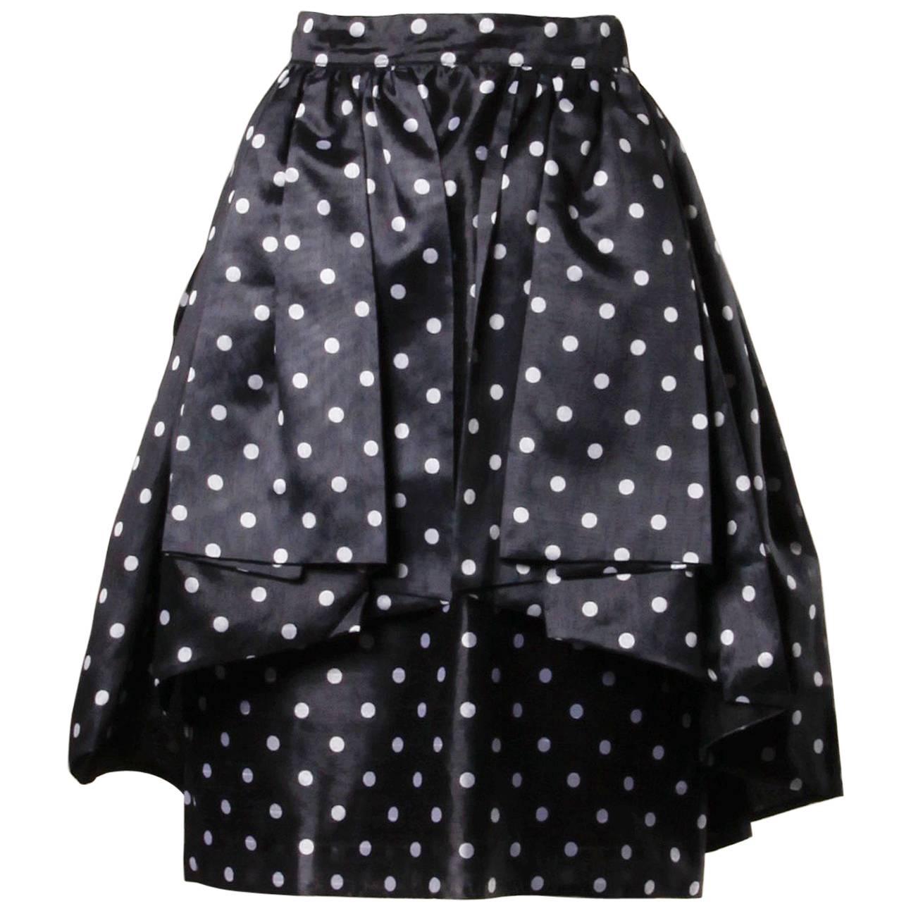 Loris Azzaro Vintage Polka Dot Origami Pleated Peplum Skirt