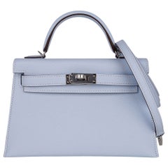 Hermes Birkin Sellier 25 Bleu Brume Epsom Palladium Hardware