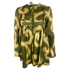 Dries Van Noten Green and Yellow Top Blouse, Size 38