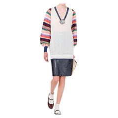 Chanel Seta e Cashmere Avorio e Multicolore - Maglia con scollo a V e manica lunga - US 0