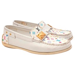 Louis Vuitton Multicolore Monogram White Leather Loafers - US 37