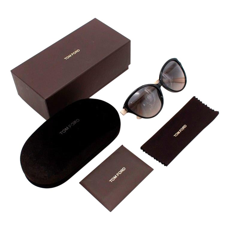 Tom Ford Priscilla Black & Cream Cat-Eye Sunglasses