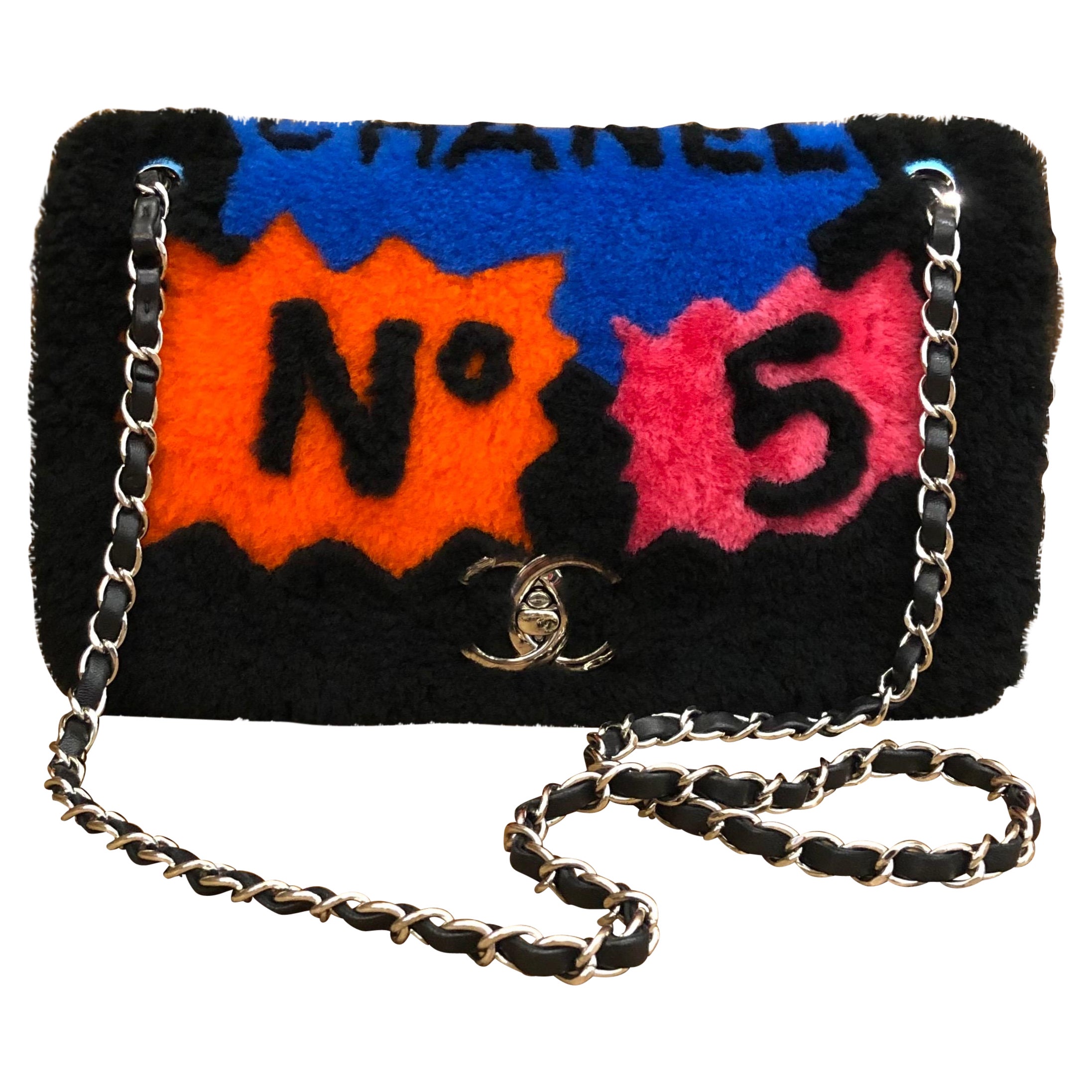 2014 Limited Edition Chanel Shearling Pop Art No. 5 Flap Bag