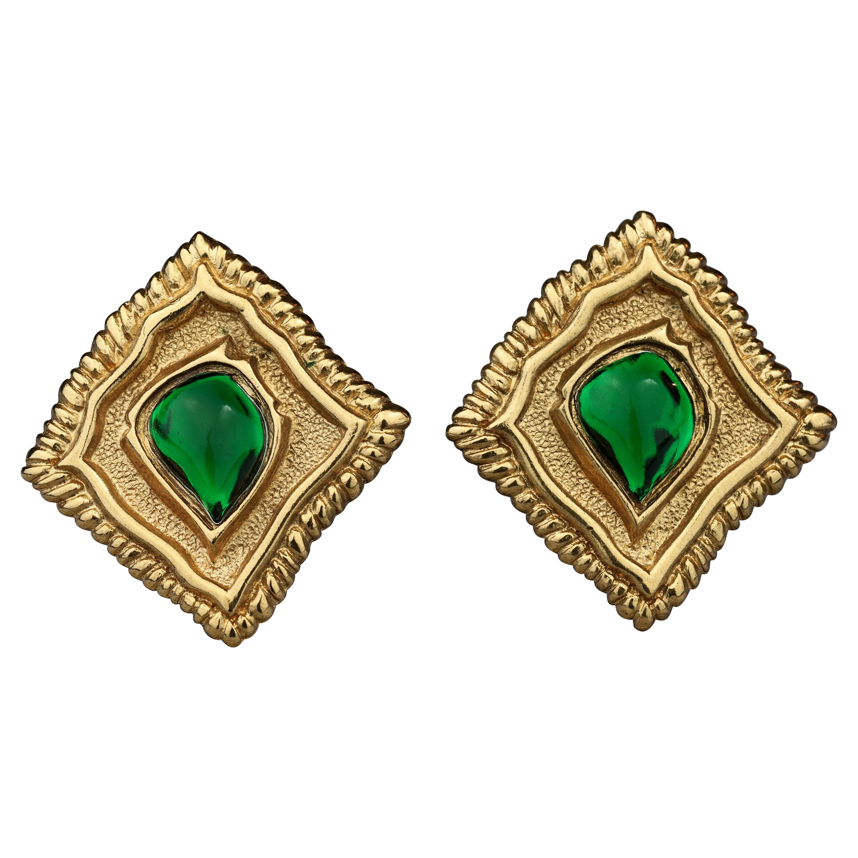 Boucles D'oreilles Clips Vintage Jean-Louis Scherrer - Doré - Pendantes