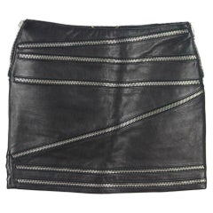 Saint Laurent Zip Embellished Leather Mini Skirt