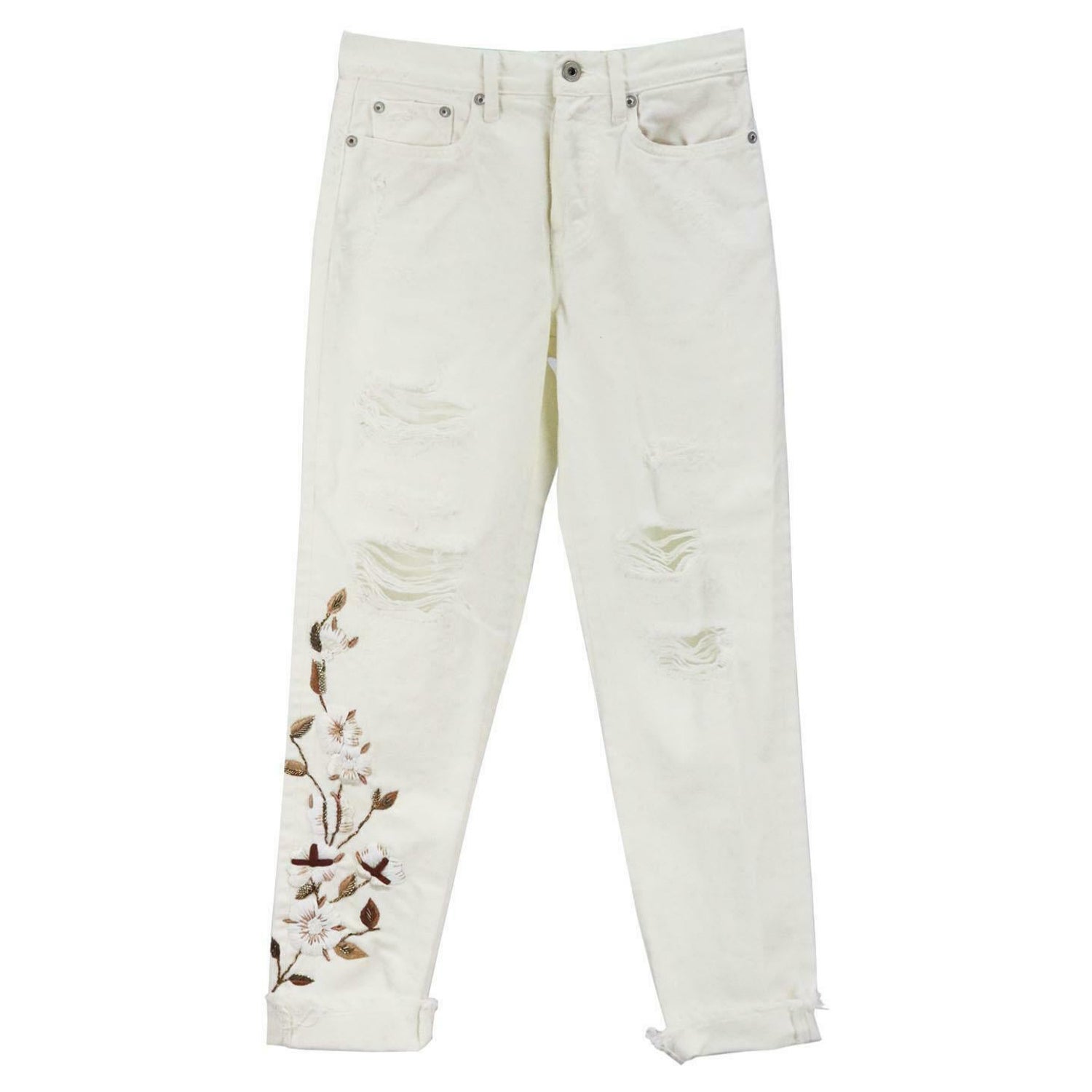 Off-White C/O Virgil Abloh Embellished Midi Rise Boyfriend Jeans For Sale  at 1stDibs