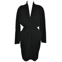 Vintage Donna Karan Iconic Signature "Sold Out" Black Wool Crepe Jersey Dress