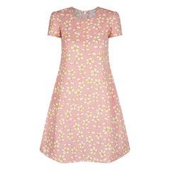 Vintage 1960s A-Line Daisy Print Pink Dress
